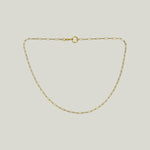 14K Yellow Gold Paper Clip With Charm Clasp Necklace 22"