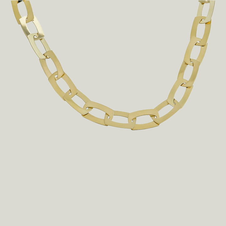 14K Yellow Gold Flat #3 Link Necklace 16"