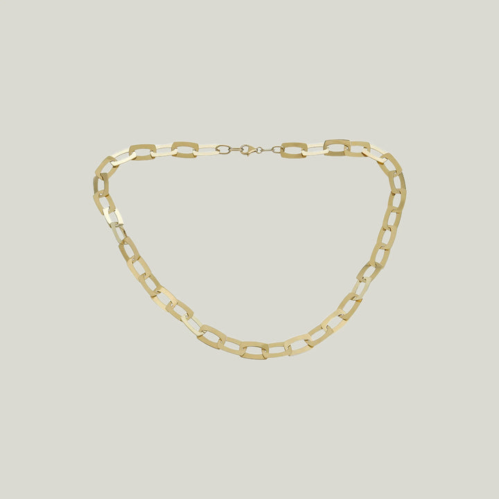 14K Yellow Gold Flat #3 Link Necklace 16"