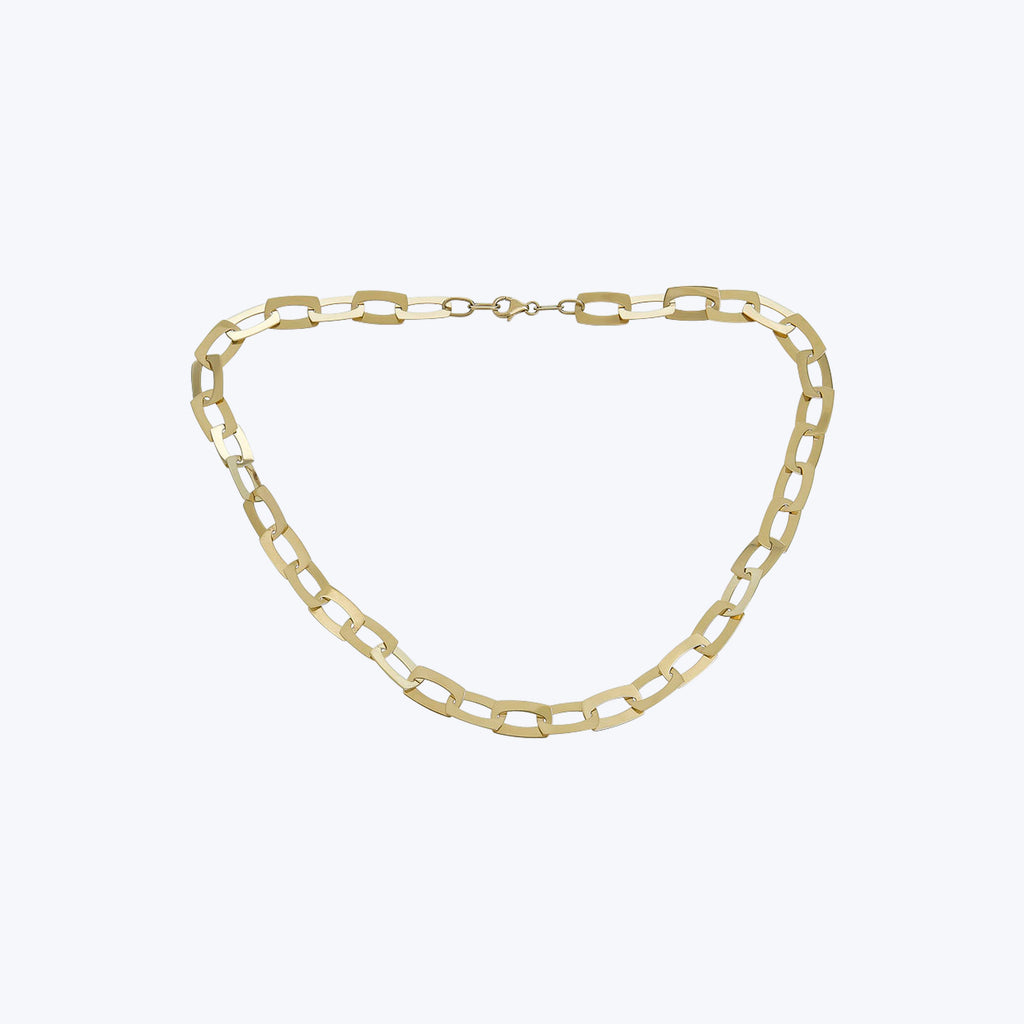 14K Yellow Gold Flat #3 Link Necklace 16"