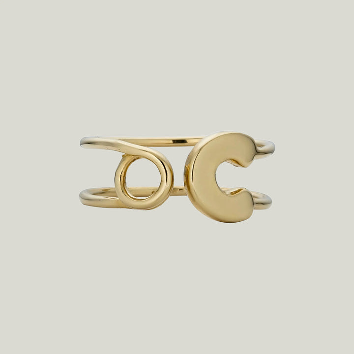 14K Yellow Gold Safety Pin Ring 7