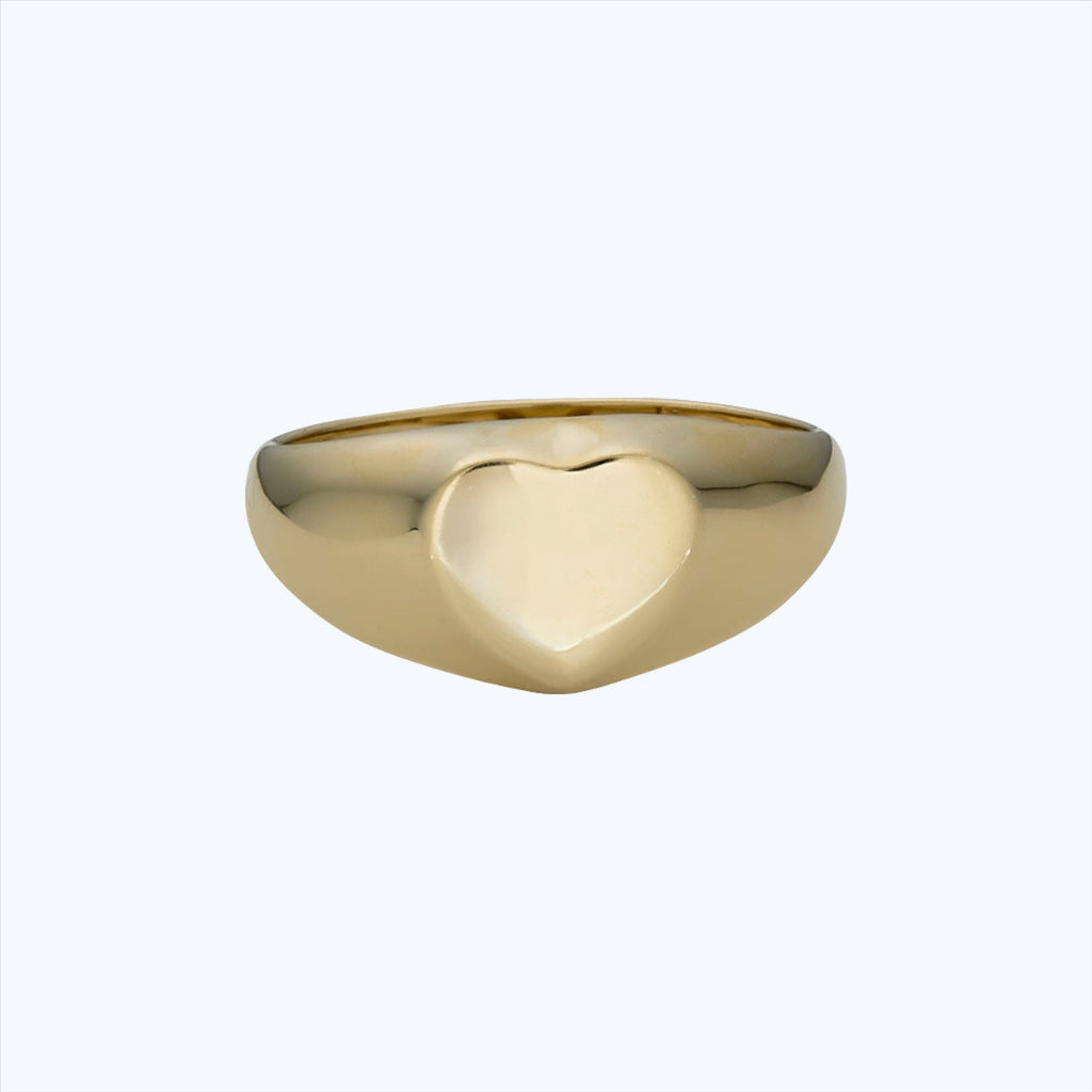 14K Yellow Gold Heart Signet Ring 6.25