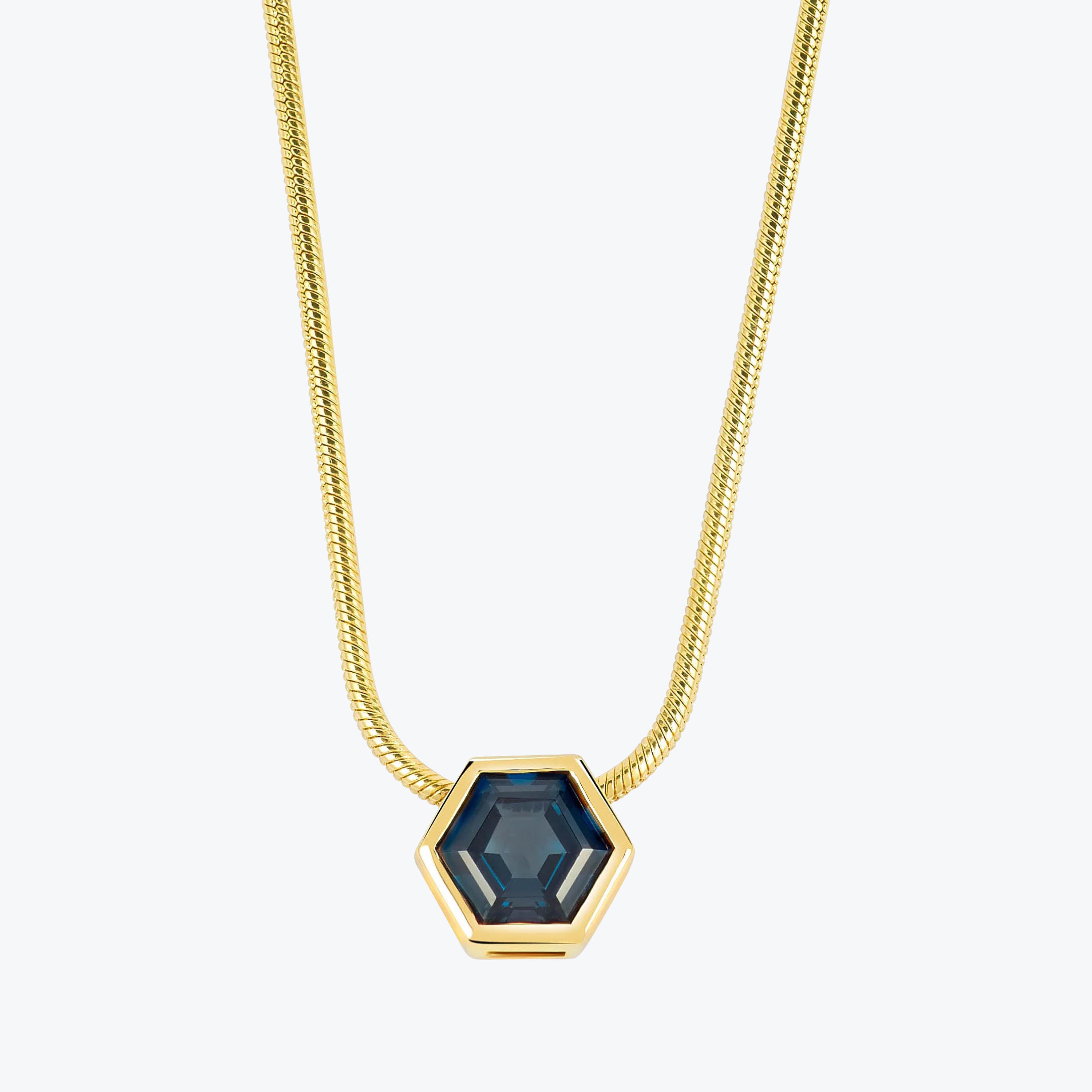 Hexagon Gem Necklace Blue Tourmaline
