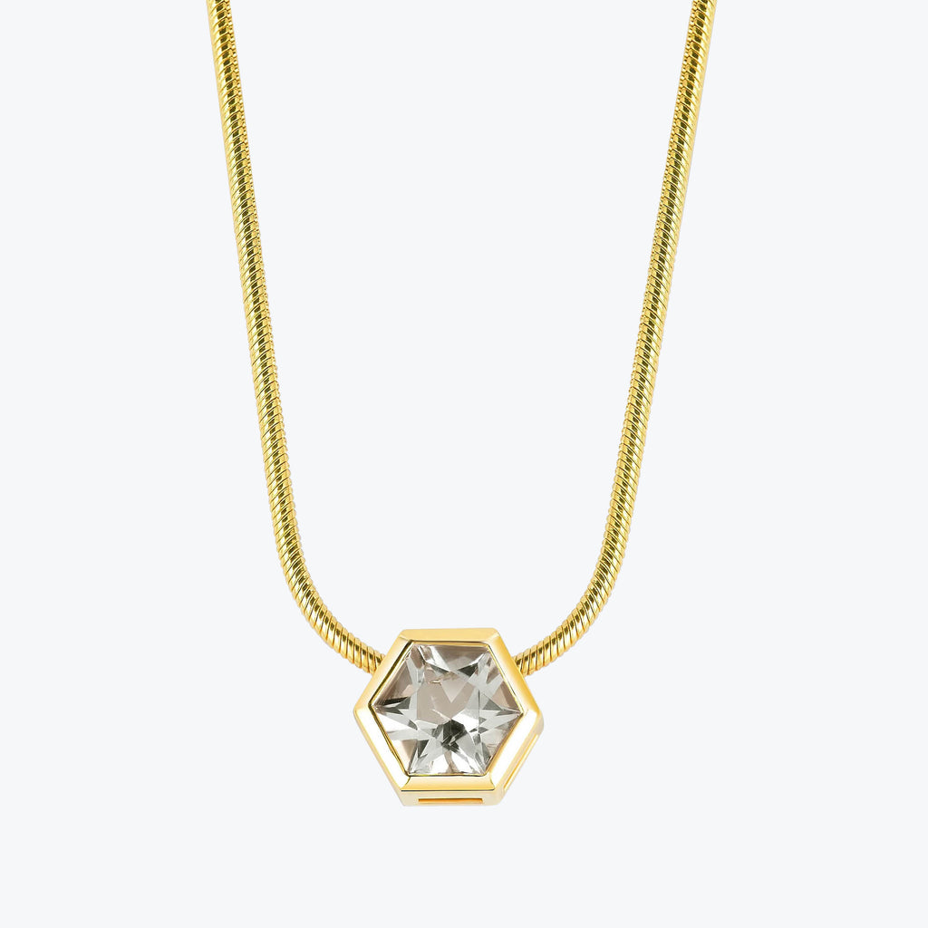 Hexagon Gem Necklace Crystal