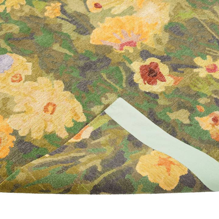 Green Aurora Tibetan Silk Rug - 6' x 9'