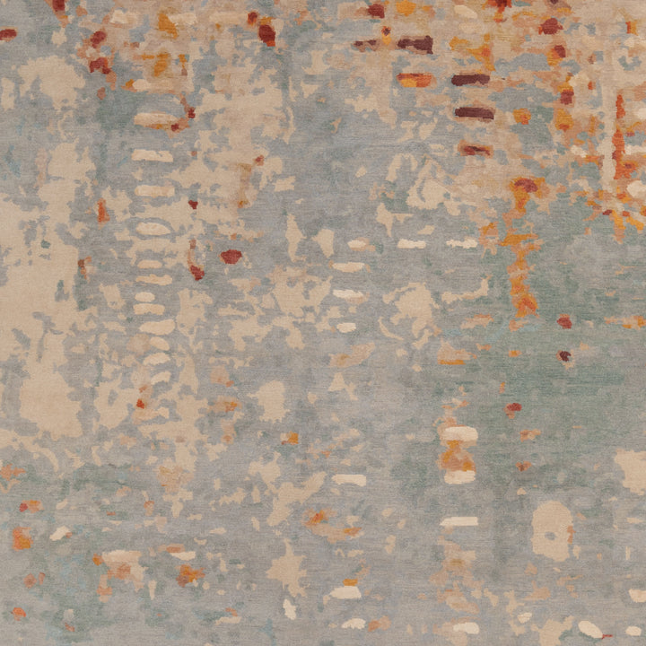 Blue Aurora Tibetan Wool Silk Blend Rug - 6' x 9'