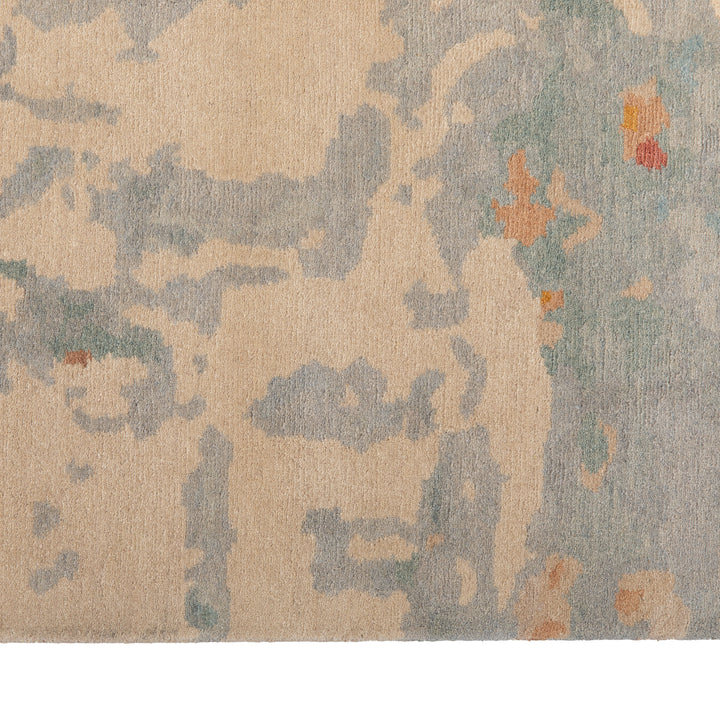 Blue Aurora Tibetan Wool Silk Blend Rug - 6' x 9'