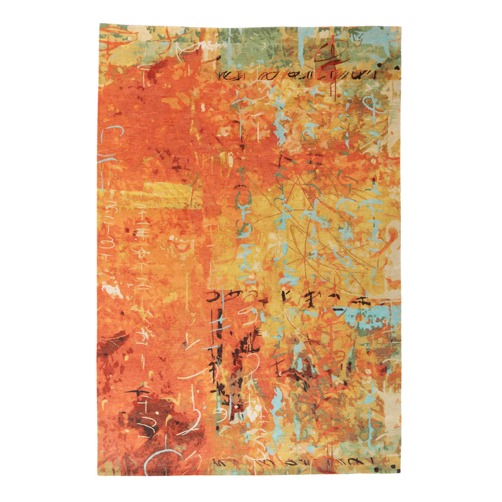 Orange Aurora Tibetan Wool Silk Blend Rug - 6' x 9'