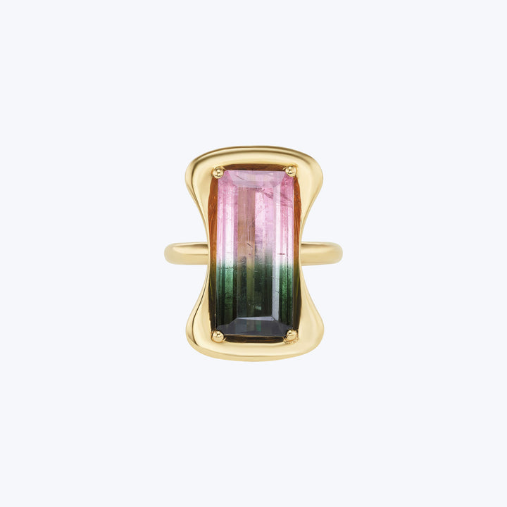 Watermelon Tourmaline Wave Ring