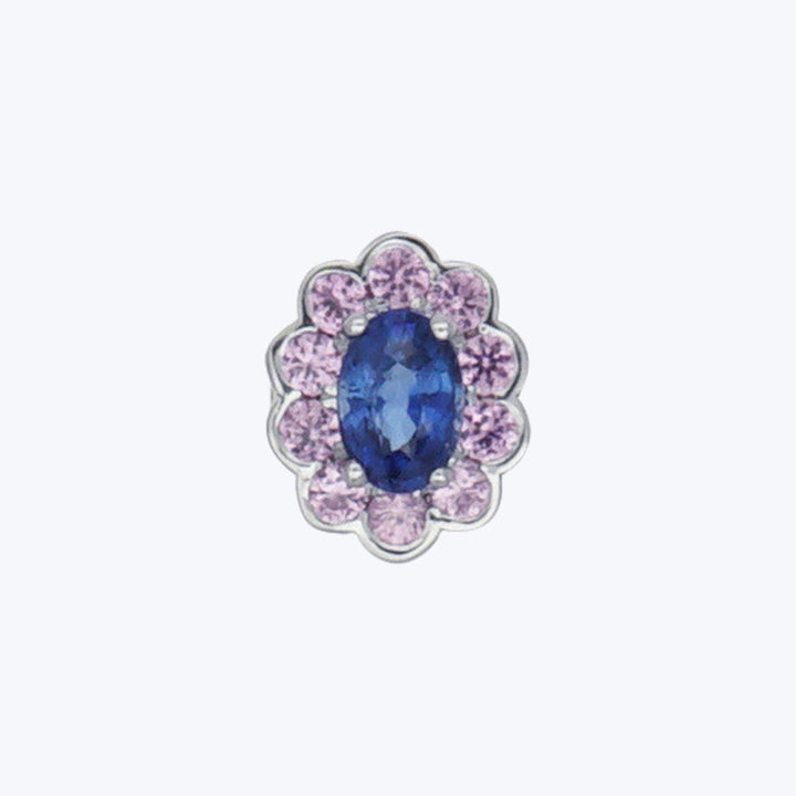 Blue & Pink Oval Flower Charm