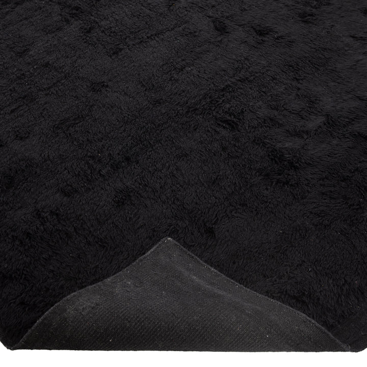 Black Moroccan Shag Wool Rug - 9' x 12'