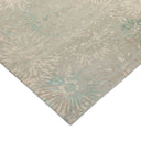 Teal & Cream Contemporary Tibetan Wool Silk Blend Rug - 13' x 18'