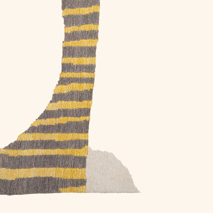Yellow & Grey Contemporary Tibetan Wool Silk Blend Rug - 13' x 18'