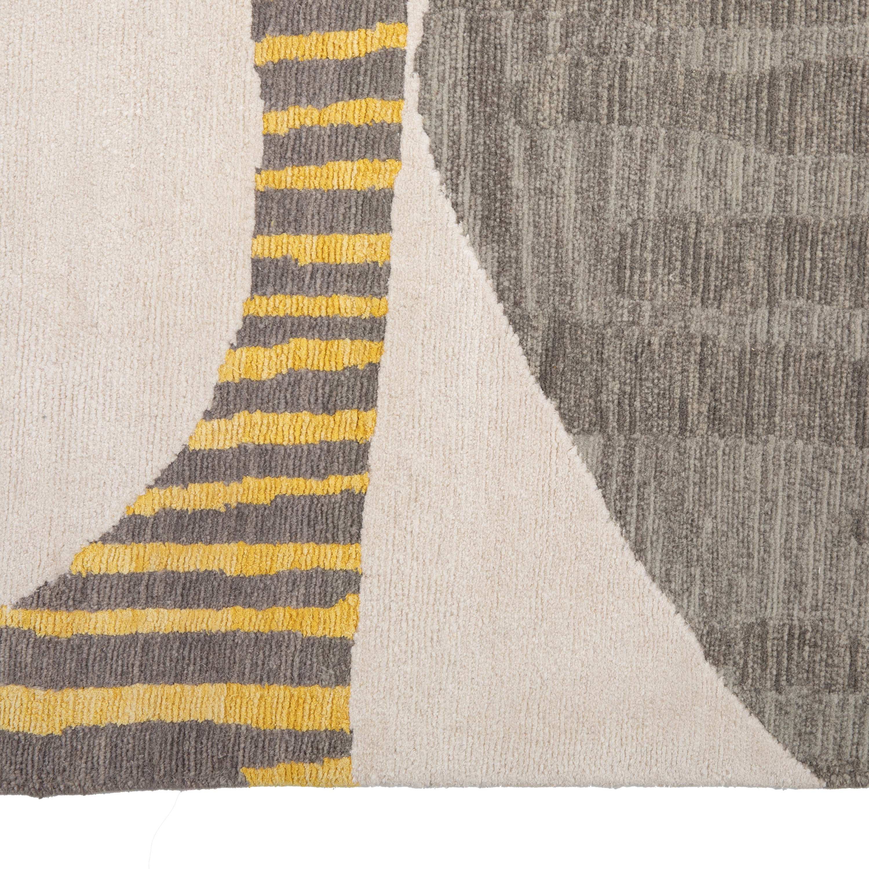 Yellow & Grey Contemporary Tibetan Wool Silk Blend Rug - 13' x 18'