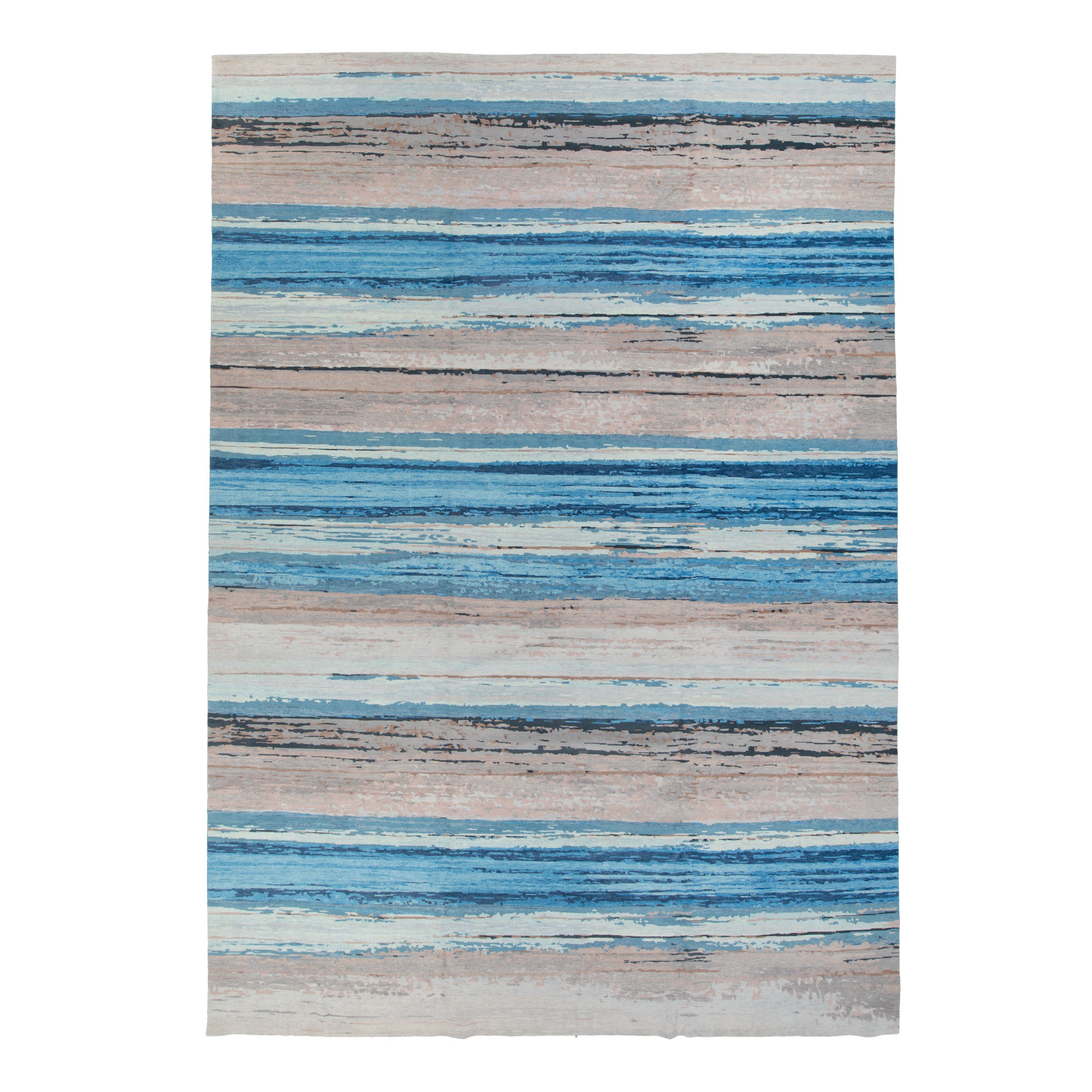 Blue Contemporary Tibetan Wool Rug - 13' x 18'