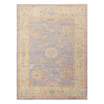 Purple and Green Traditional Turkish Oushak Wool Rug - 8' x 9'6"