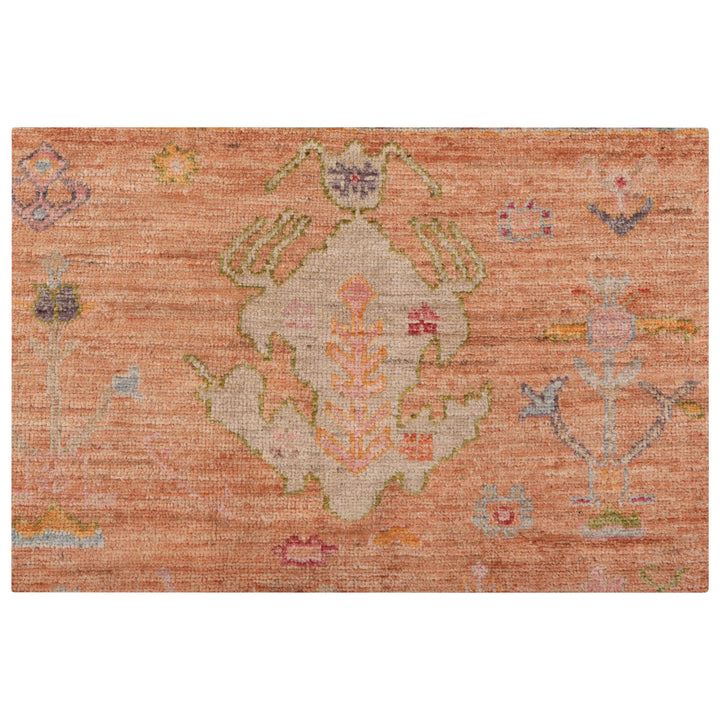 Orange Traditional Turkish Oushak Wool Rug - 10'1" x 14'