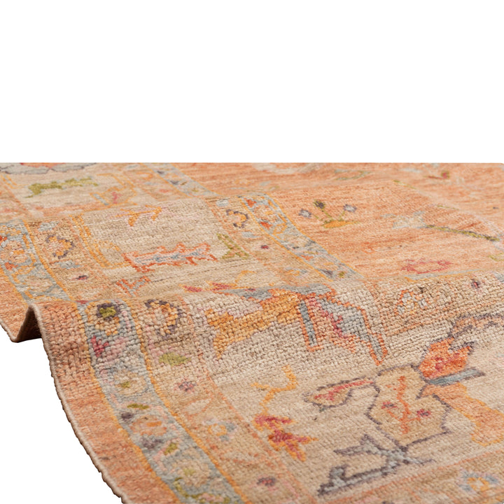 Orange Traditional Turkish Oushak Wool Rug - 10'1" x 14'