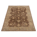 Brown Traditional Turkish Oushak Wool Rug - 6'1" x 8'5"