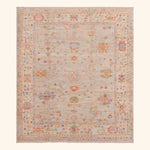 Multicolored Traditional Turkish Oushak Wool Rug - 7'11" x 9'3"