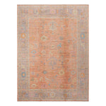 Orange Traditional Turkish Oushak Wool Rug - 9'3" x 11'7"