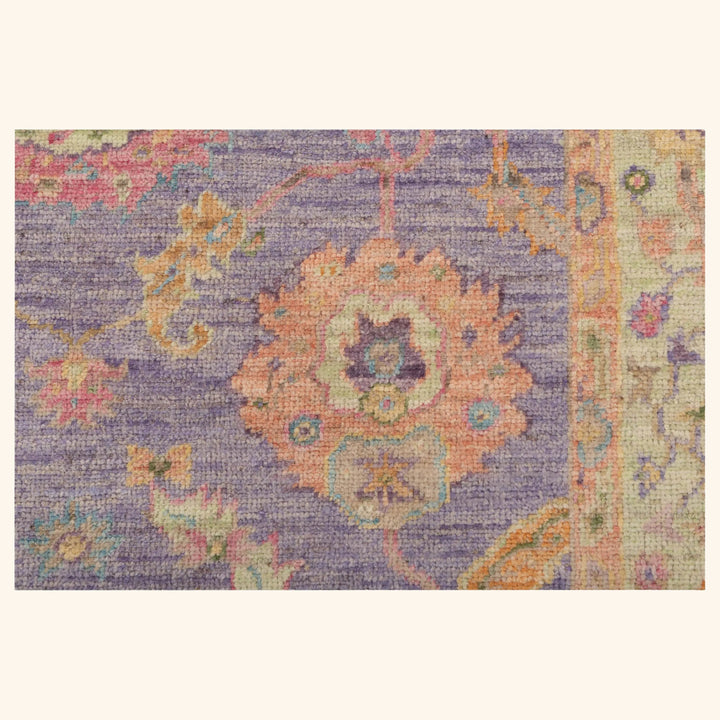 Purple Traditional Turkish Oushak Wool Rug - 5' x 7'