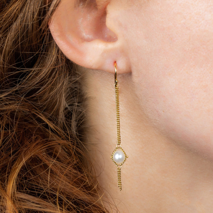 Akoya Pearl 18k Textile Drop Earrings