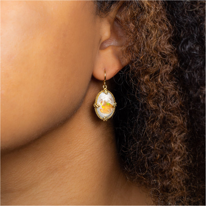 Small Mexican Opal 18k One of a Kind Earrings