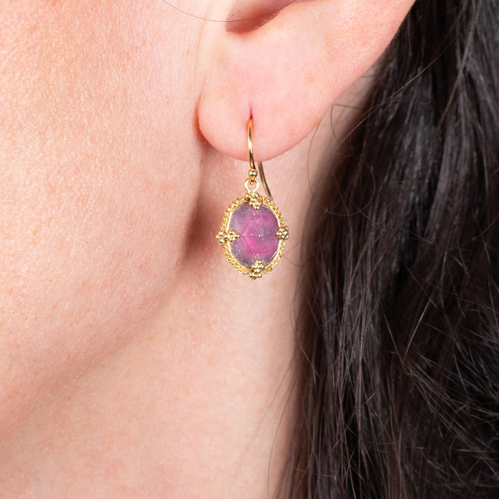 Small Tourmaline 18k One of a Kind Earrings