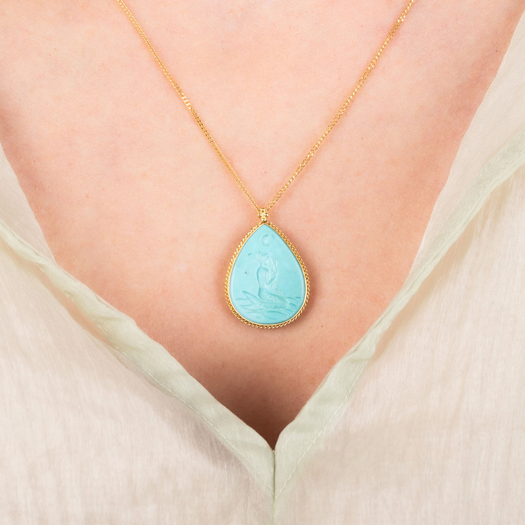 Medium Turquoise 18k One of a Kind Necklace
