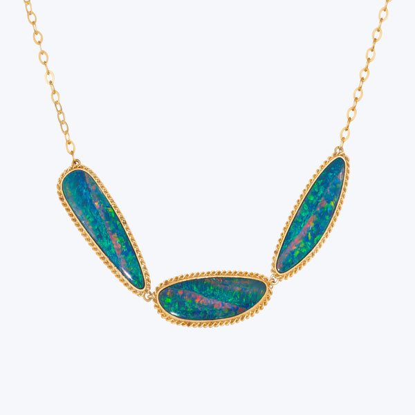 Large Australian Opal Doublet 18k One of a Kind Necklace