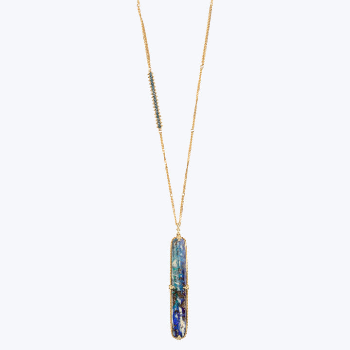 Boulder Opal and Blue Diamond 18k One of a Kind Necklace