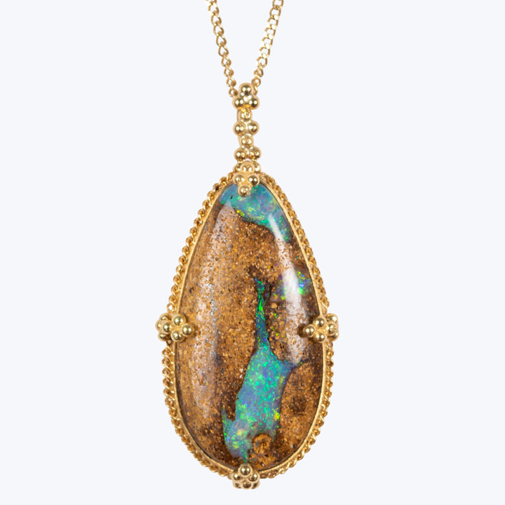 Large Opalized Wood 18k One of a Kind Necklace (2)