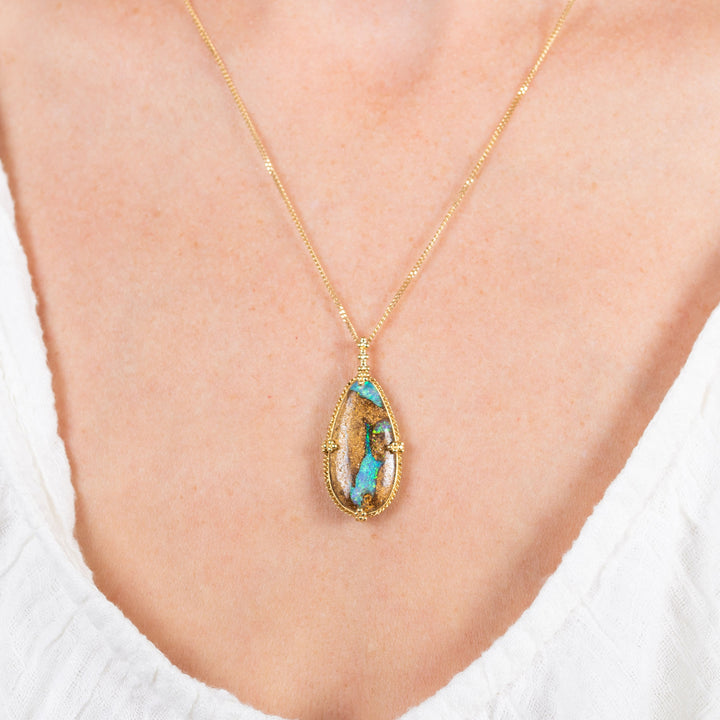 Large Opalized Wood 18k One of a Kind Necklace (2)