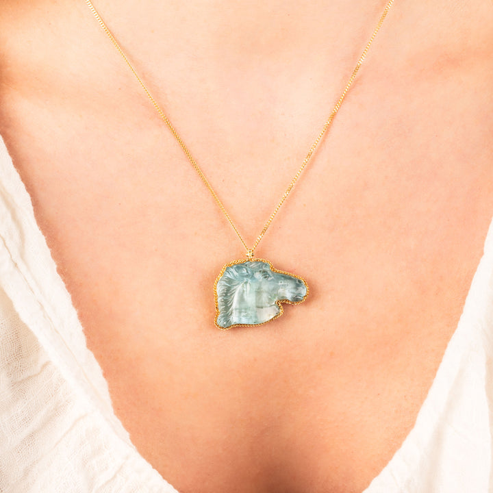 Large Aquamarine 18k One of a Kind Necklace