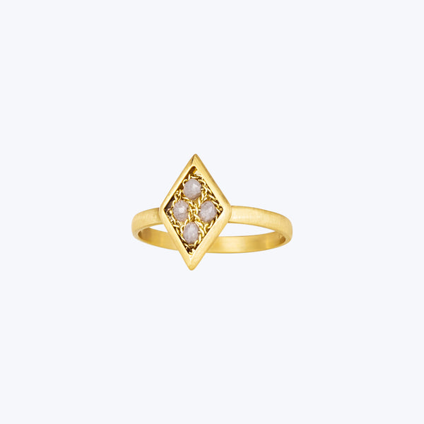 Silver Diamond 18k Bordered Textile Ring (2)