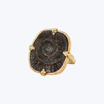 Large Pyritized Ammonite Negative 18k One of a Kind Ring