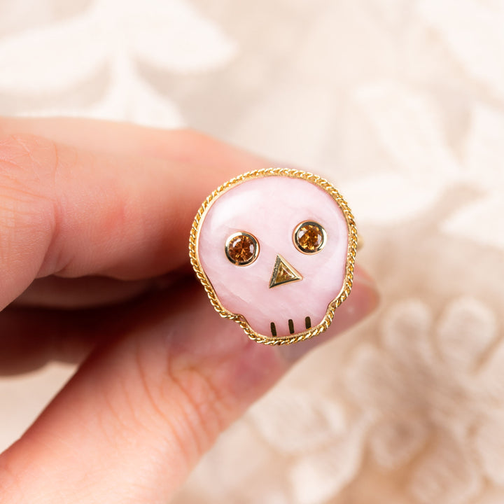 Pink Opal and Sapphire 18k One of a Kind Ring