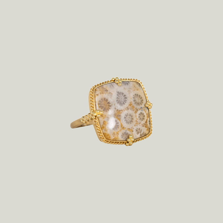 Fossilized Coral 18k One of a Kind Ring