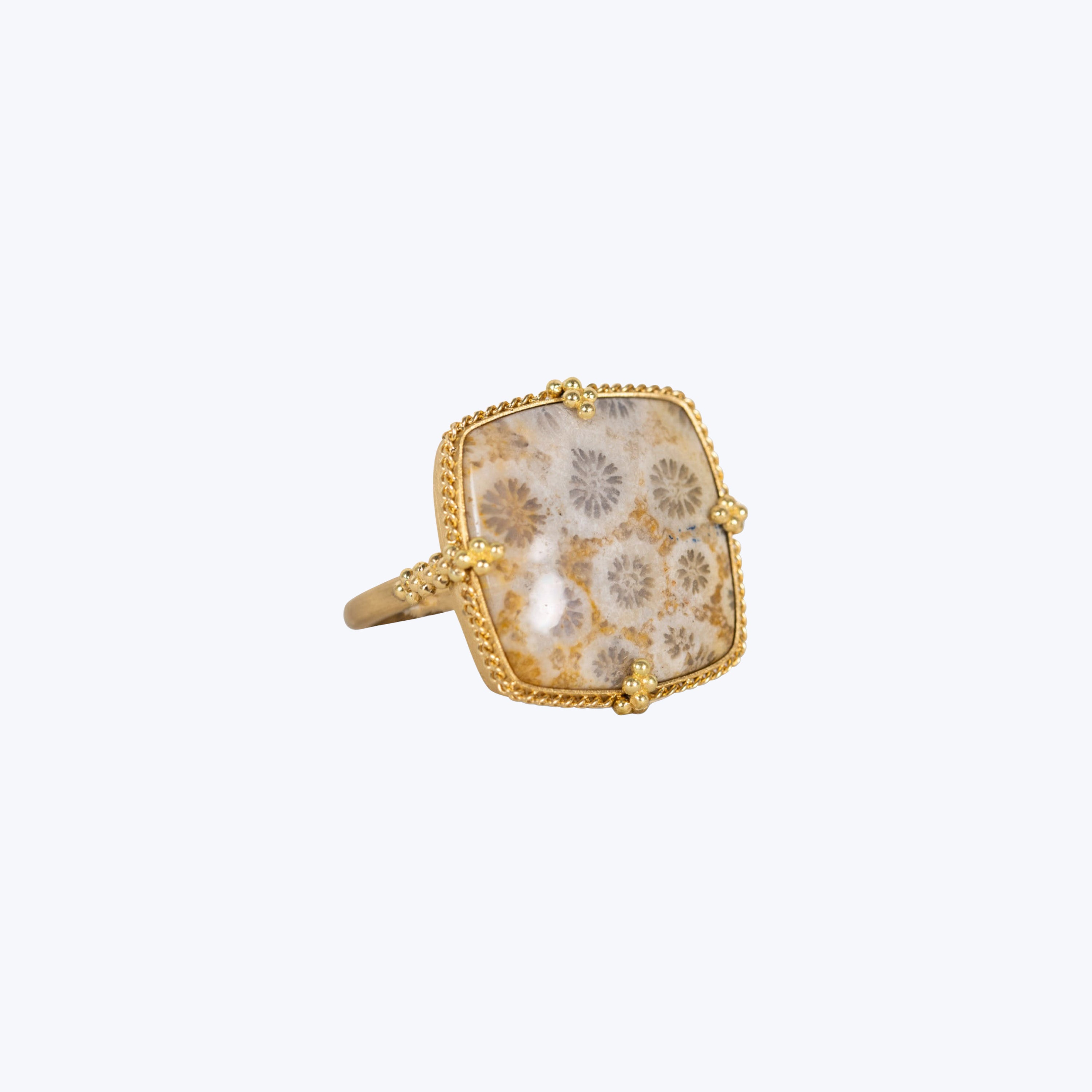 Fossilized Coral 18k One of a Kind Ring