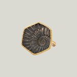 Small Pyritized Ammonite Negative 18k One of a Kind Ring (2)