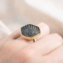 Small Pyritized Ammonite Negative 18k One of a Kind Ring (2)