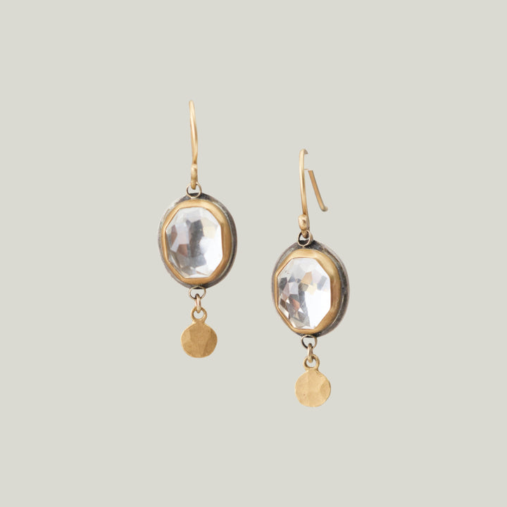 Rosecut White Topaz Drop Earring