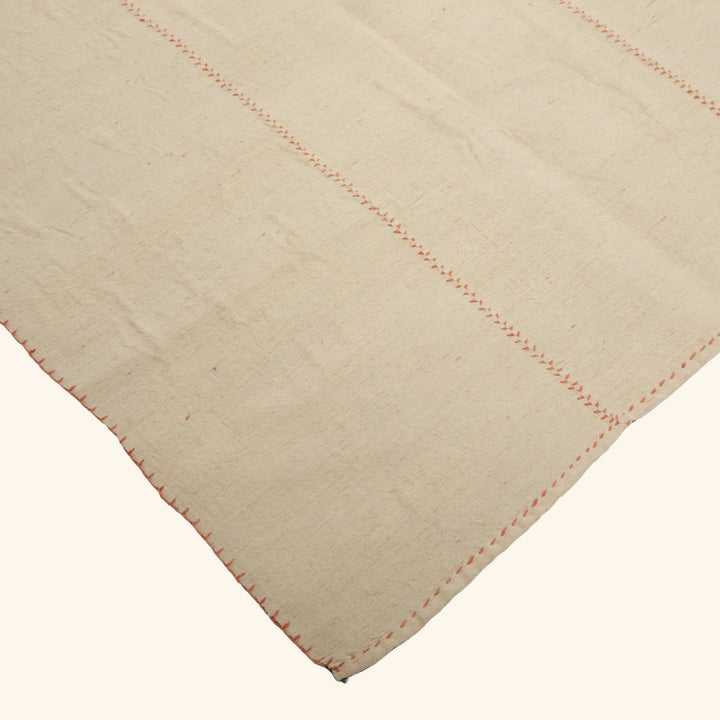 Cream Vintage Kilim Wool Rug - 7'10" x 11'8"