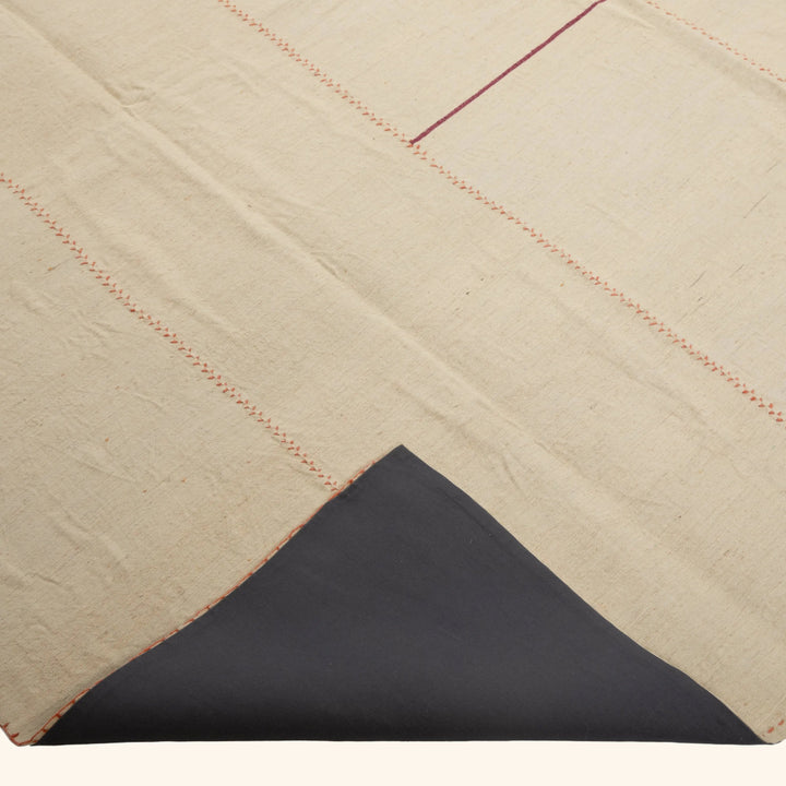 Cream Vintage Kilim Wool Rug - 7'10" x 11'8"