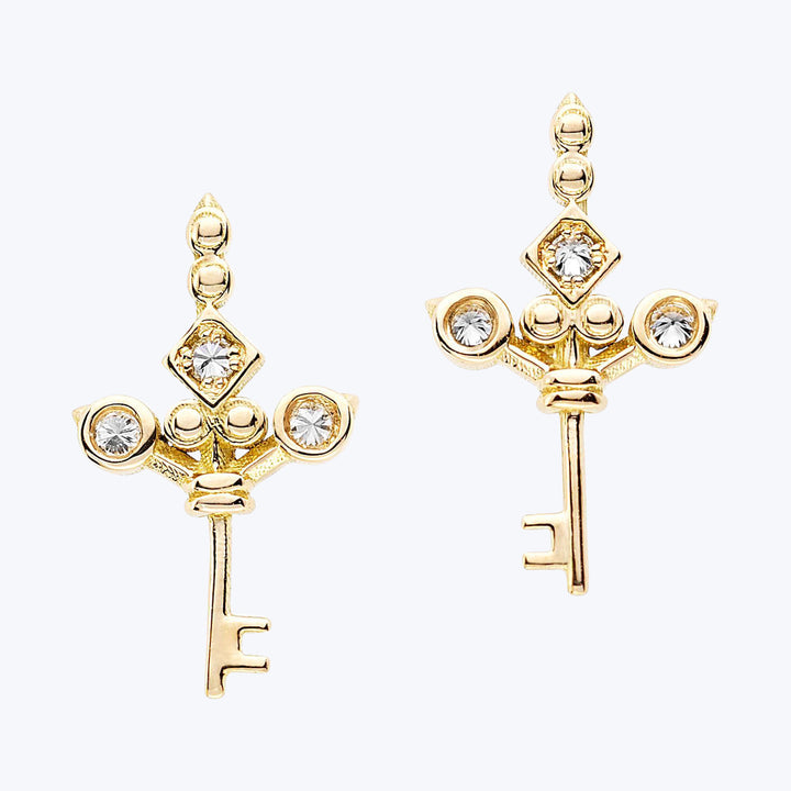 Impeccable Words Yellow Gold Love Key Studs