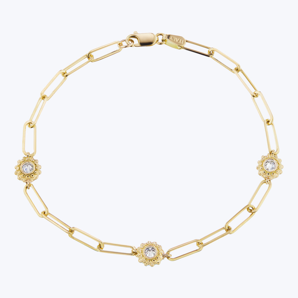 California Dreaming 18k Gold & Diamond Solitaire Chain Link Bracelet