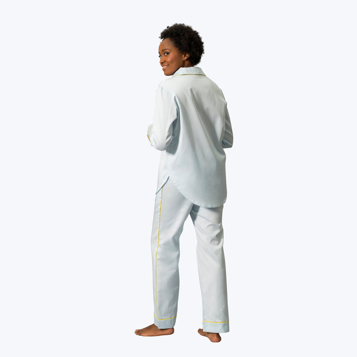 Nocturne Sateen Pajama Set Blue/Lemon / Small