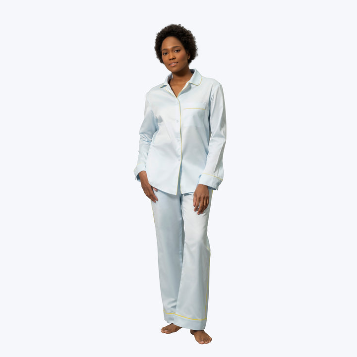 Nocturne Sateen Pajama Set Blue/Lemon / Small