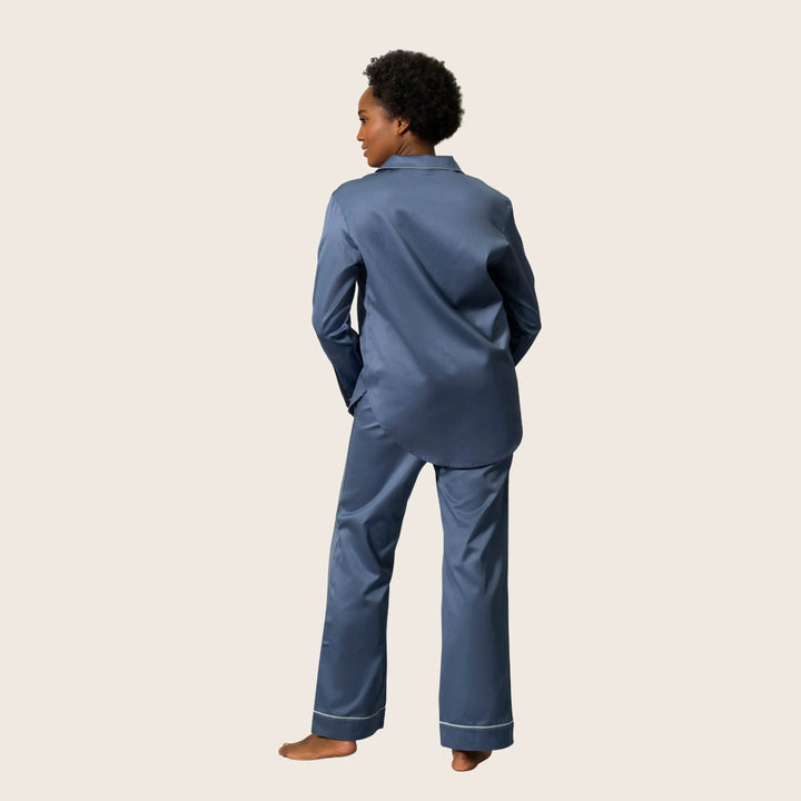 Nocturne Sateen Pajama Set Blue/Dove / Large